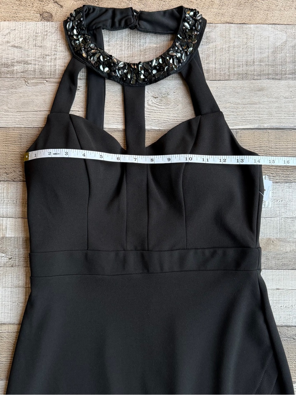 Bisou Bisou Black Beaded Halter Open Back Tulip Hem Cocktail Party Dress NWT Sz4 - Picture 13 of 16